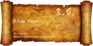 Klug Igor névjegykártya
